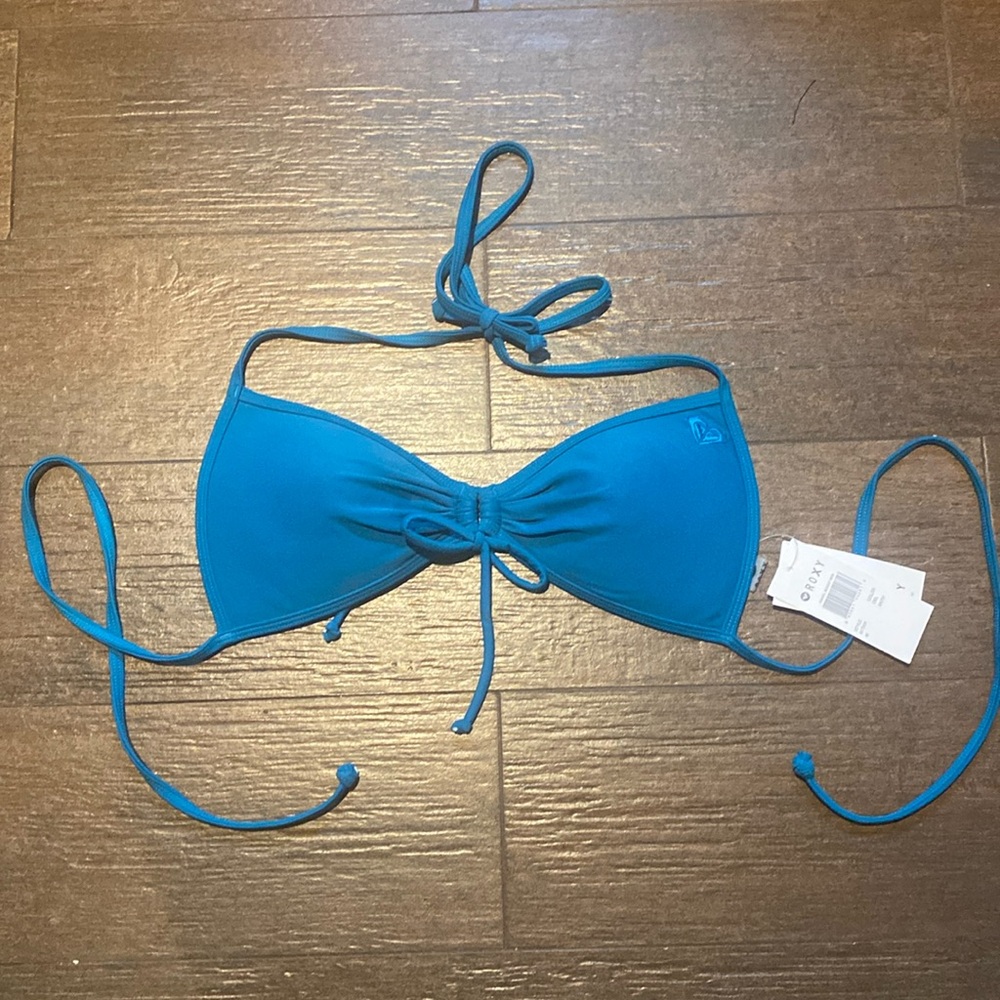 Roxy Teal Blue Halter Bikini Top